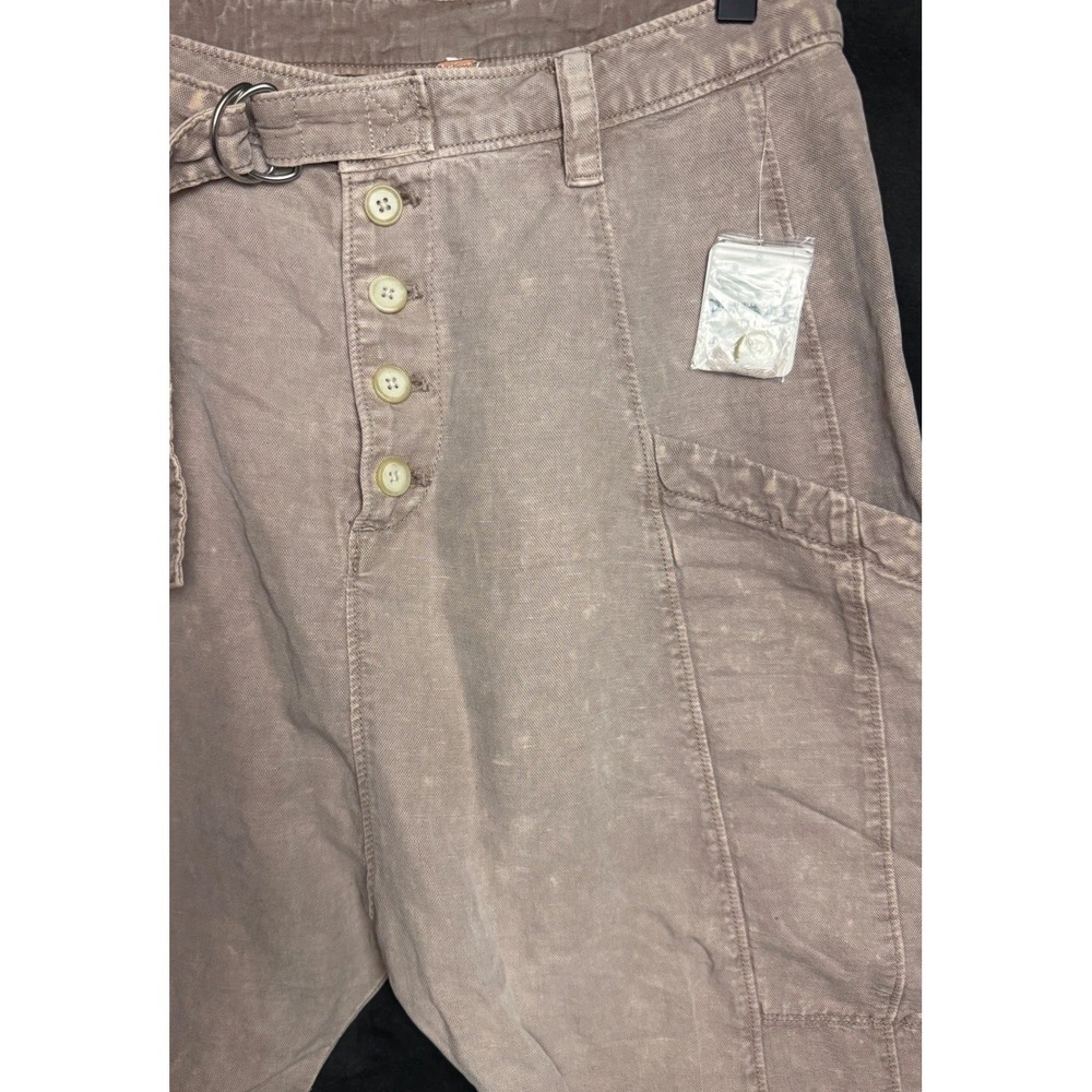 Free People Kyoto Cargo Pants 4 Boho Harem Tapered Belted UTILITARIAN NWT - Picture 2 of 7